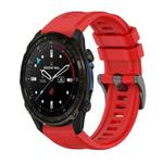 For Garmin Descent Mk3i 43mm Pure Color Steel Buckle 20mm Silicone Watch Band(Red)