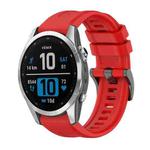 For Garmin Fenix 7S Pro 42mm Pure Color Steel Buckle 20mm Silicone Watch Band(Red)