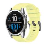 For Garmin Fenix 7S Pro 42mm Pure Color Steel Buckle 20mm Silicone Watch Band(Yellow)