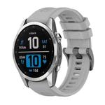 For Garmin Fenix 7S Pro 42mm Pure Color Steel Buckle 20mm Silicone Watch Band(Grey)