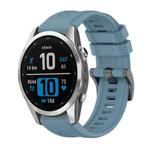 For Garmin Fenix 7S Pro 42mm Pure Color Steel Buckle 20mm Silicone Watch Band(Rock Cyan)