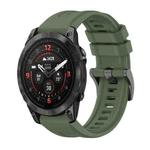 For Garmin Epix Pro 42mm Pure Color Steel Buckle 20mm Silicone Watch Band(Dark Green)