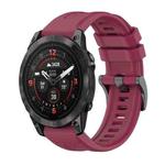 For Garmin Epix Pro 42mm Pure Color Steel Buckle 20mm Silicone Watch Band(Wine Red)