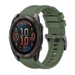 For Garmin Fenix 8 AMOLED 51mm Pure Color Steel Buckle 26mm Silicone Watch Band(Dark Green)