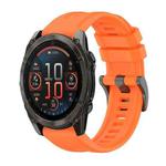 For Garmin Fenix 8 AMOLED 51mm Pure Color Steel Buckle 26mm Silicone Watch Band(Orange)