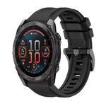 For Garmin Fenix 8 AMOLED 51mm Pure Color Steel Buckle 26mm Silicone Watch Band(Black)