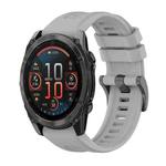 For Garmin Fenix 8 AMOLED 51mm Pure Color Steel Buckle 26mm Silicone Watch Band(Grey)