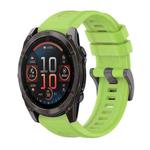 For Garmin Fenix 8 AMOLED 51mm Pure Color Steel Buckle 26mm Silicone Watch Band(Lime)