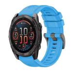 For Garmin Fenix 8 AMOLED 51mm Pure Color Steel Buckle 26mm Silicone Watch Band(Sky Blue)