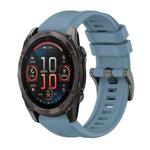 For Garmin Fenix 8 AMOLED 51mm Pure Color Steel Buckle 26mm Silicone Watch Band(Rock Cyan)