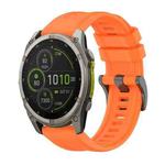 For Garmin Fenix 8 MIP 51mm Pure Color Steel Buckle 26mm Silicone Watch Band(Orange)