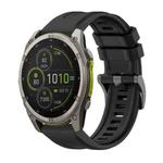 For Garmin Fenix 8 MIP 51mm Pure Color Steel Buckle 26mm Silicone Watch Band(Black)