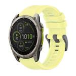 For Garmin Fenix 8 MIP 51mm Pure Color Steel Buckle 26mm Silicone Watch Band(Yellow)