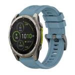 For Garmin Fenix 8 MIP 51mm Pure Color Steel Buckle 26mm Silicone Watch Band(Rock Cyan)