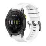 For Garmin Enduro 3 Pure Color Steel Buckle 26mm Silicone Watch Band(White)