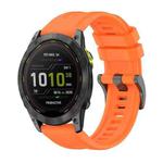 For Garmin Enduro 3 Pure Color Steel Buckle 26mm Silicone Watch Band(Orange)