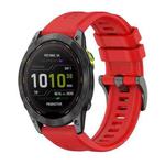 For Garmin Enduro 3 Pure Color Steel Buckle 26mm Silicone Watch Band(Red)