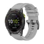 For Garmin Enduro 3 Pure Color Steel Buckle 26mm Silicone Watch Band(Grey)