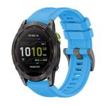 For Garmin Enduro 3 Pure Color Steel Buckle 26mm Silicone Watch Band(Sky Blue)