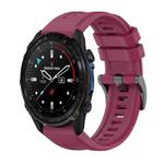 For Garmin Descent Mk3i  51mm Pure Color Steel Buckle 26mm Silicone Watch Band(Wine Red)