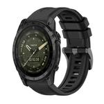 For Garmin Tactix 7 AMOLED Pure Color Steel Buckle 26mm Silicone Watch Band(Black)