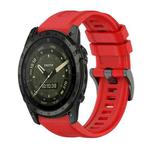 For Garmin Tactix 7 AMOLED Pure Color Steel Buckle 26mm Silicone Watch Band(Red)