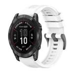 For Garmin Fenix 7X Pro 51mm Pure Color Steel Buckle 26mm Silicone Watch Band(White)