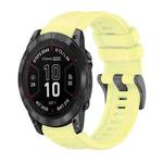 For Garmin Fenix 7X Pro 51mm Pure Color Steel Buckle 26mm Silicone Watch Band(Yellow)