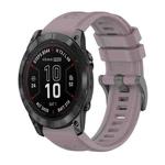 For Garmin Fenix 7X Pro 51mm Pure Color Steel Buckle 26mm Silicone Watch Band(Roland Purple)