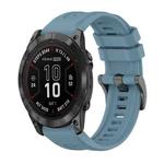 For Garmin Fenix 7X Pro 51mm Pure Color Steel Buckle 26mm Silicone Watch Band(Rock Cyan)