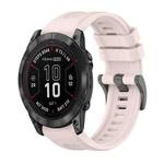 For Garmin Fenix 7X Pro 51mm Pure Color Steel Buckle 26mm Silicone Watch Band(Pink)