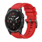 For Garmin Epix Pro 51mm Pure Color Steel Buckle 26mm Silicone Watch Band(Red)