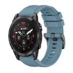 For Garmin Epix Pro 51mm Pure Color Steel Buckle 26mm Silicone Watch Band(Rock Cyan)