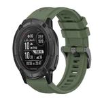 For Garmin Instinct 2X Solar Pure Color Steel Buckle 26mm Silicone Watch Band(Dark Green)