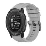 For Garmin Instinct 2X Solar Pure Color Steel Buckle 26mm Silicone Watch Band(Grey)