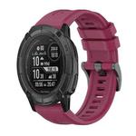 For Garmin Instinct 2X Solar Pure Color Steel Buckle 26mm Silicone Watch Band(Wine Red)