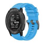 For Garmin Instinct 2X Solar Pure Color Steel Buckle 26mm Silicone Watch Band(Sky Blue)