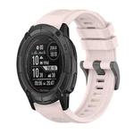 For Garmin Instinct 2X Solar Pure Color Steel Buckle 26mm Silicone Watch Band(Pink)