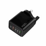 120W 3 PD Type-C Dual USB Multi Port Charger for Mobile Phones, UK Plug(Black)