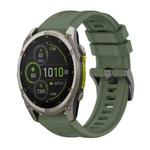 For Garmin Fenix 8 MIP 47mm Pure Color Steel Buckle 22mm Silicone Watch Band(Dark Green)