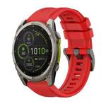 For Garmin Fenix 8 MIP 47mm Pure Color Steel Buckle 22mm Silicone Watch Band(Red)