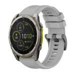 For Garmin Fenix 8 MIP 47mm Pure Color Steel Buckle 22mm Silicone Watch Band(Grey)