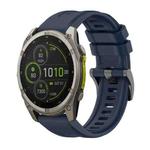 For Garmin Fenix 8 MIP 47mm Pure Color Steel Buckle 22mm Silicone Watch Band(Midnight Blue)