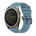 For Garmin Fenix 8 MIP 47mm Pure Color Steel Buckle 22mm Silicone Watch Band(Rock Cyan)