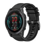 For Garmin Fenix E 47mm Pure Color Steel Buckle 22mm Silicone Watch Band(Black)