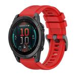 For Garmin Fenix E 47mm Pure Color Steel Buckle 22mm Silicone Watch Band(Red)