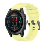 For Garmin Fenix E 47mm Pure Color Steel Buckle 22mm Silicone Watch Band(Yellow)