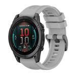 For Garmin Fenix E 47mm Pure Color Steel Buckle 22mm Silicone Watch Band(Grey)