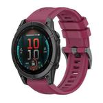 For Garmin Fenix E 47mm Pure Color Steel Buckle 22mm Silicone Watch Band(Wine Red)