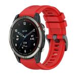 For Garmin Quatix 7 Pro Pure Color Steel Buckle 22mm Silicone Watch Band(Red)